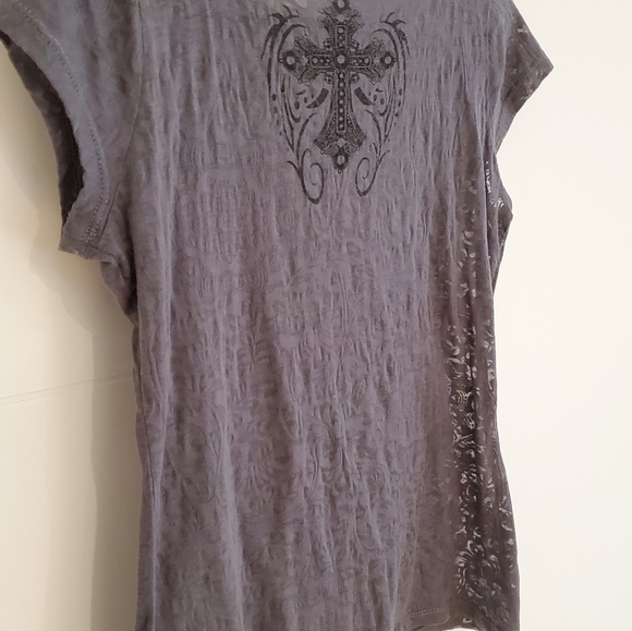 Sheer rhinestone cross gothic tshirt - Picture 8 of 9